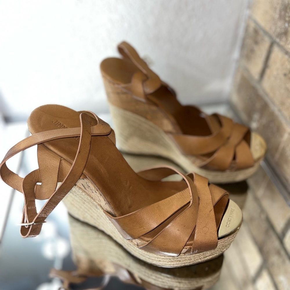 Jimmy Choo Gold Toe Logo Espadrills